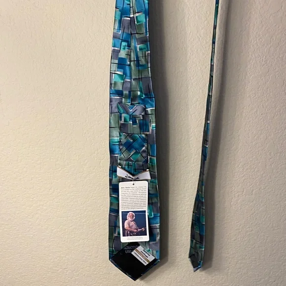 J. Garcia Abstract Blue and Green Tie - Picture 6 of 6